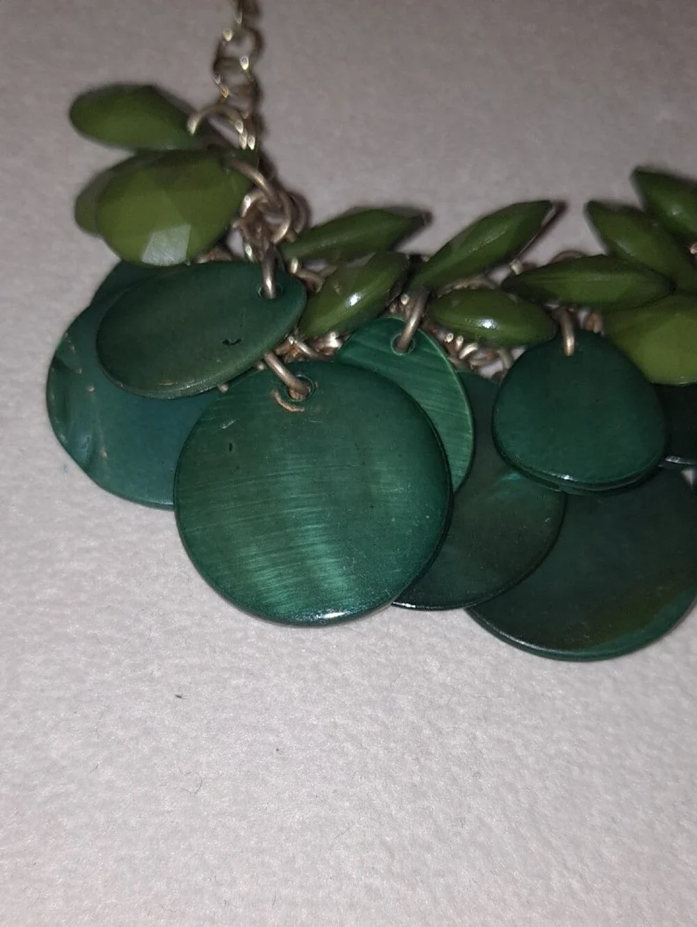 Green Statement Necklace and Earring Set - Women Jewelry